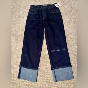 NWT- Kut from the Kloth Women's Dark Blue wide leg cuffed Jeans